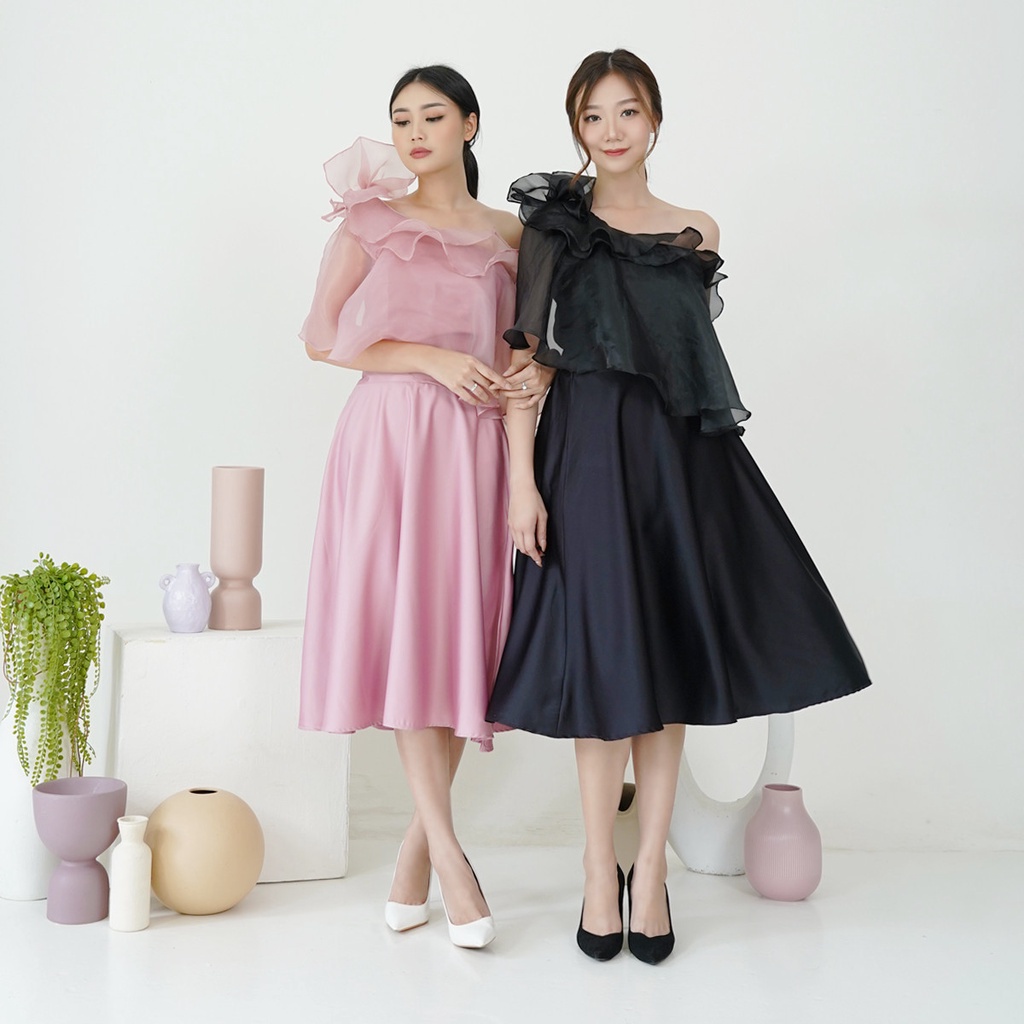 Ruffle Top Organza Meydina Atasan Blouse Wanita