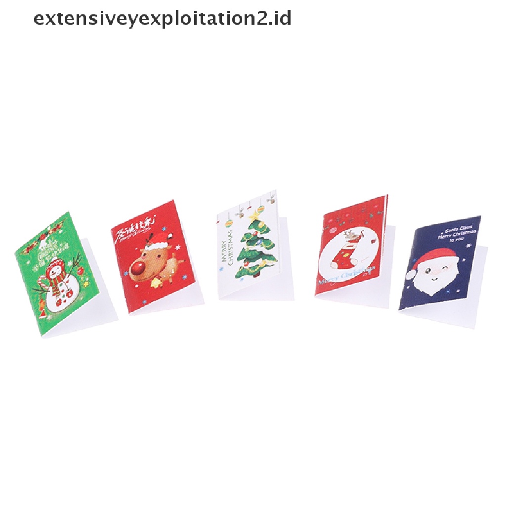 5pcs / Set Mainan Miniatur Kartu Natal Skala 1: 12 Untuk Aksesoris Rumah Boneka