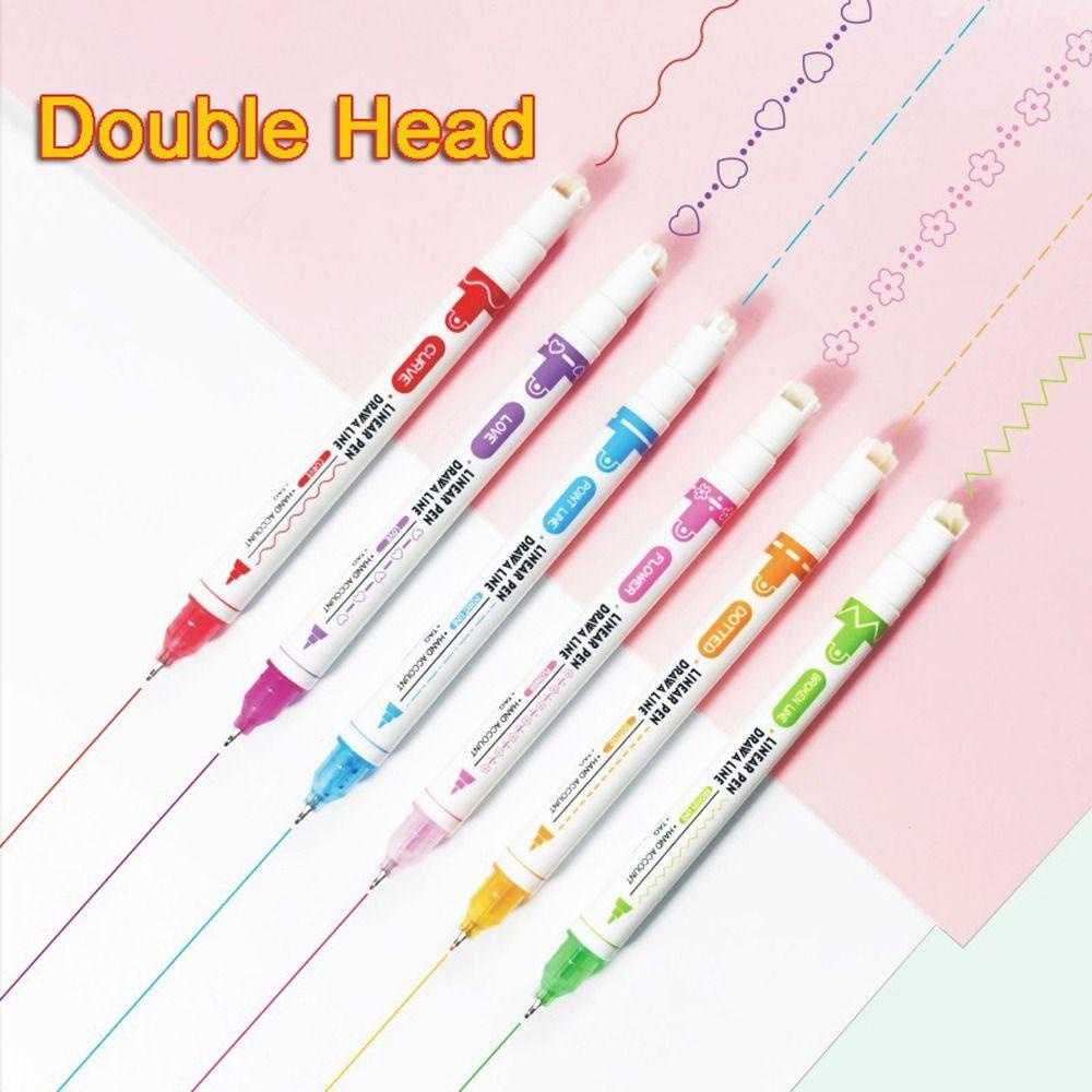 Mxbeauty Curve Line Stabilo Pen 6/8Pcs Anak-Anak Novelty Berwarna Pulpen Hadiah Scrapbook Alat Tulis Perlengkapan Sekolah Catatan Jurnal Curve Penanda Garis