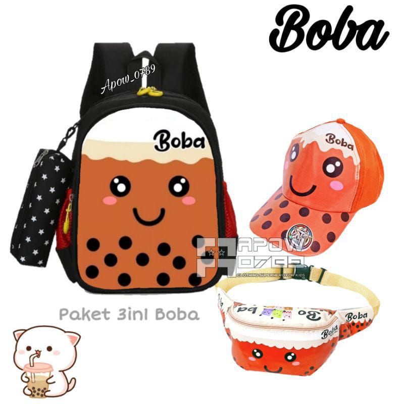 Tas Boba tas ransel anak Boba gratis waistbag topi tempat pinsil - tas anak