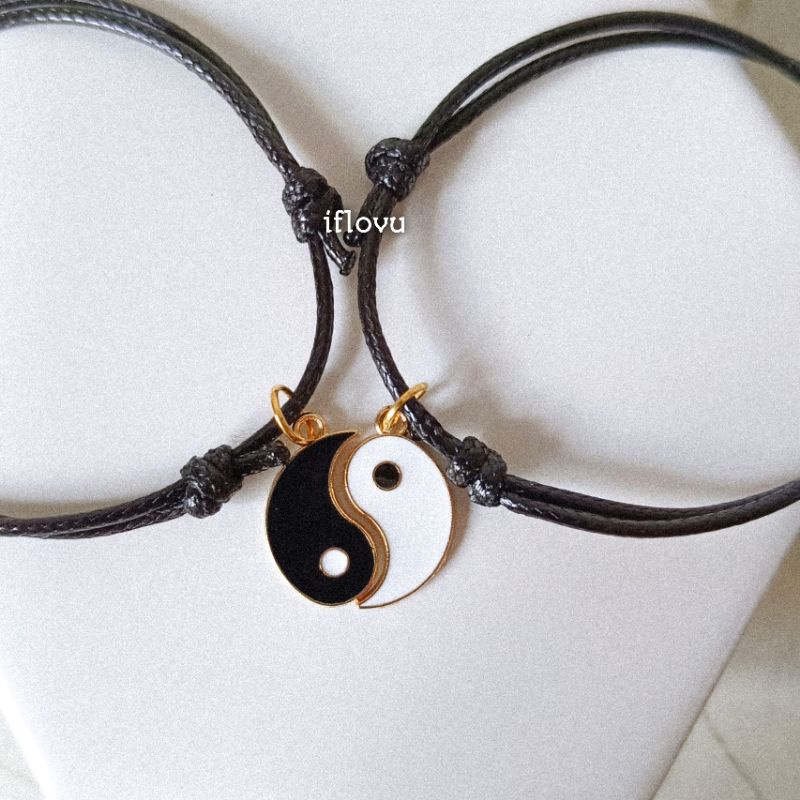 Gelang Couple Pasangan Yin dan Yang Yin Yang Gelang Hitam Couple Gelang Anti air Gelang Tali tebal Gelang Pria Keren Gelang wanita Gelang Kapel Capel Coupel Pacar