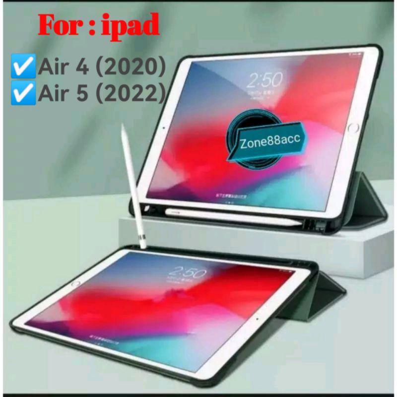 Ipad Air 4 2020 / Ipad Air 5 2022 10.9 inch Smartcase Casing Flipcover autolock case tempat Pen Pelindung tablet tab stand standing