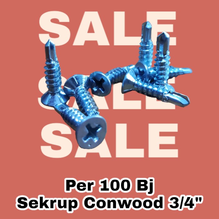 Sekrup Conwood SDS FH + Calsi 8 x 3/4 (19 mm) per 100 Pcs