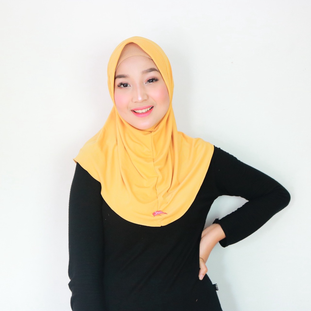 Jilbab sport - Jilbab Instan Hijab Sporty Jersey Premium Olahraga Volly Basket Futsal By Shamira-umber yellow