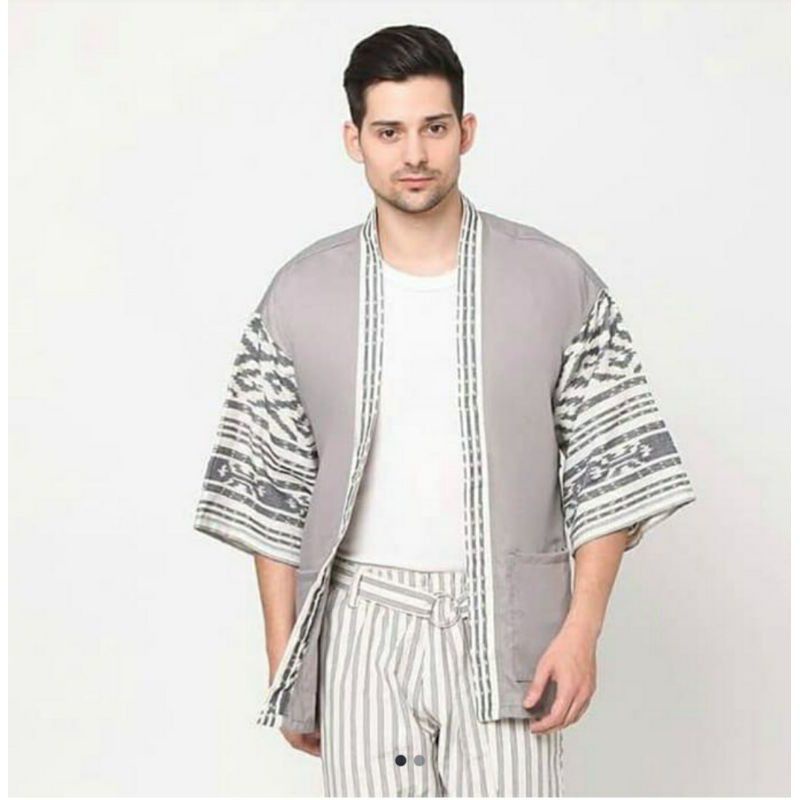 Kimono Tenun Etnik Outer Kimono Unisex Baju Kimono Pria Wanita Kimono Pria