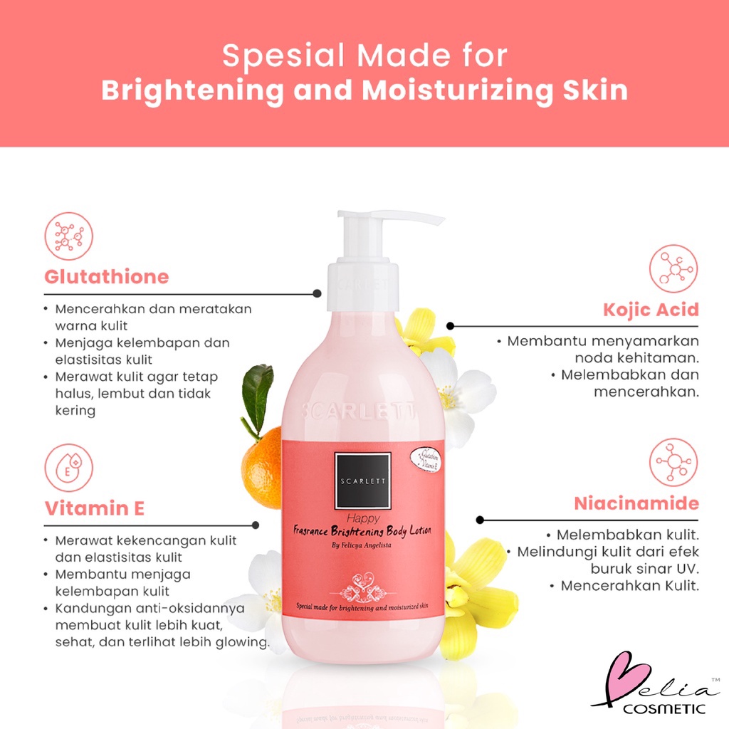 ❤ BELIA ❤ SCARLETT Whitening Body Lotion Series 300ml | Pelembap Tubuh | Lotion Anti Kulit Kering | BPOM