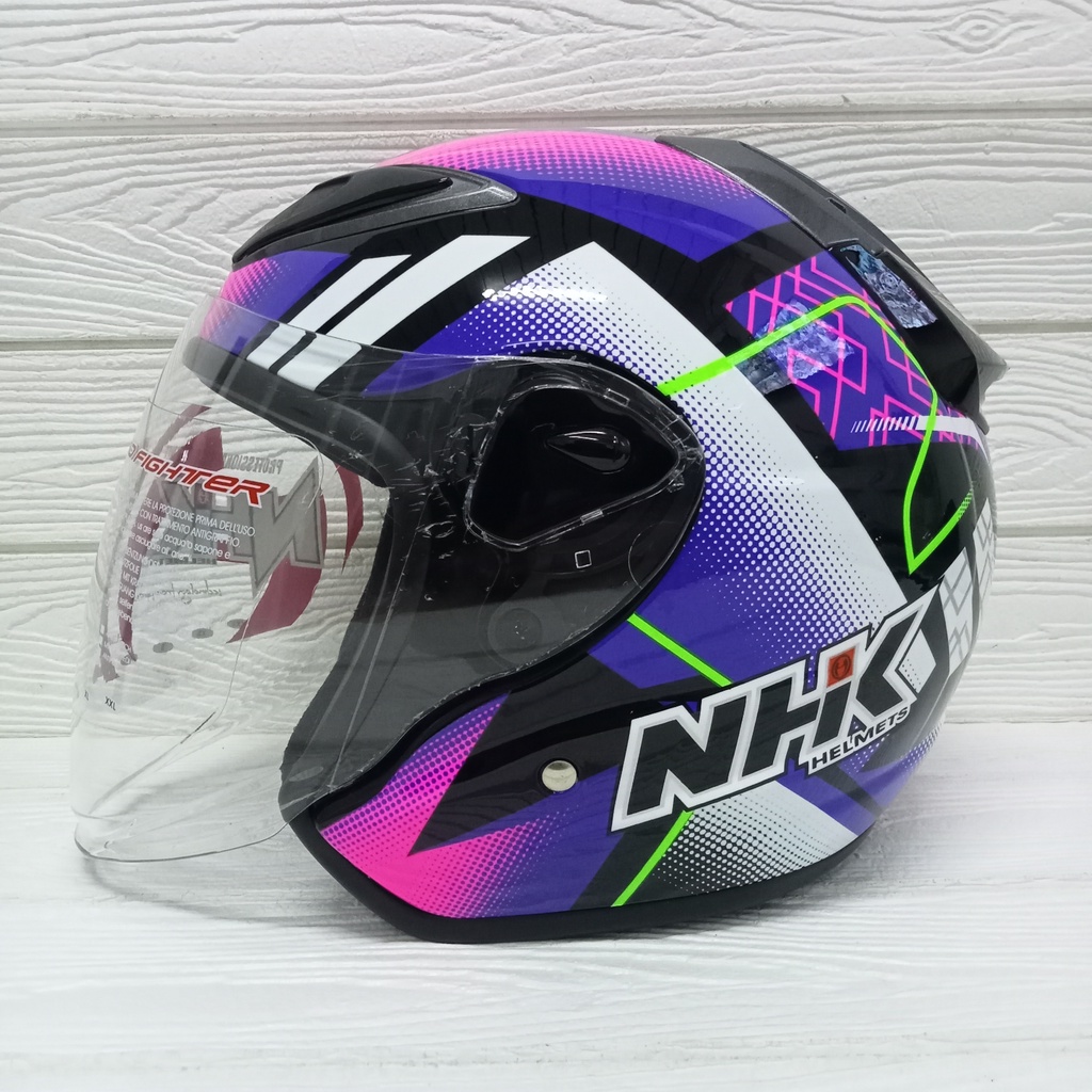 HELM NHK R6 R44 BLACK PINK NHK R-6 MOTIF BLACK PINK GLOSSY