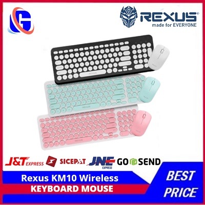 Rexus KM10 Wireless Keyboard + Mouse Combo Bundle Retro Design