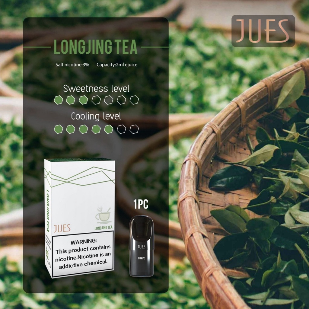 JUES Pods Pro Ceramic - Long Jing Tea - Compatible with RELX Infinity Essential