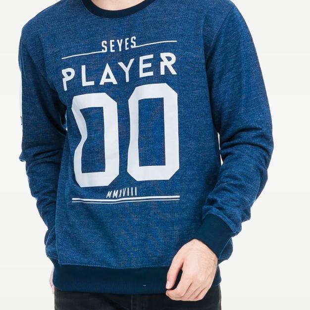 SEYES 1110 Sweater Sweatshirt Baju Lengan Panjang Pria Babyterry Premi - Navy, L