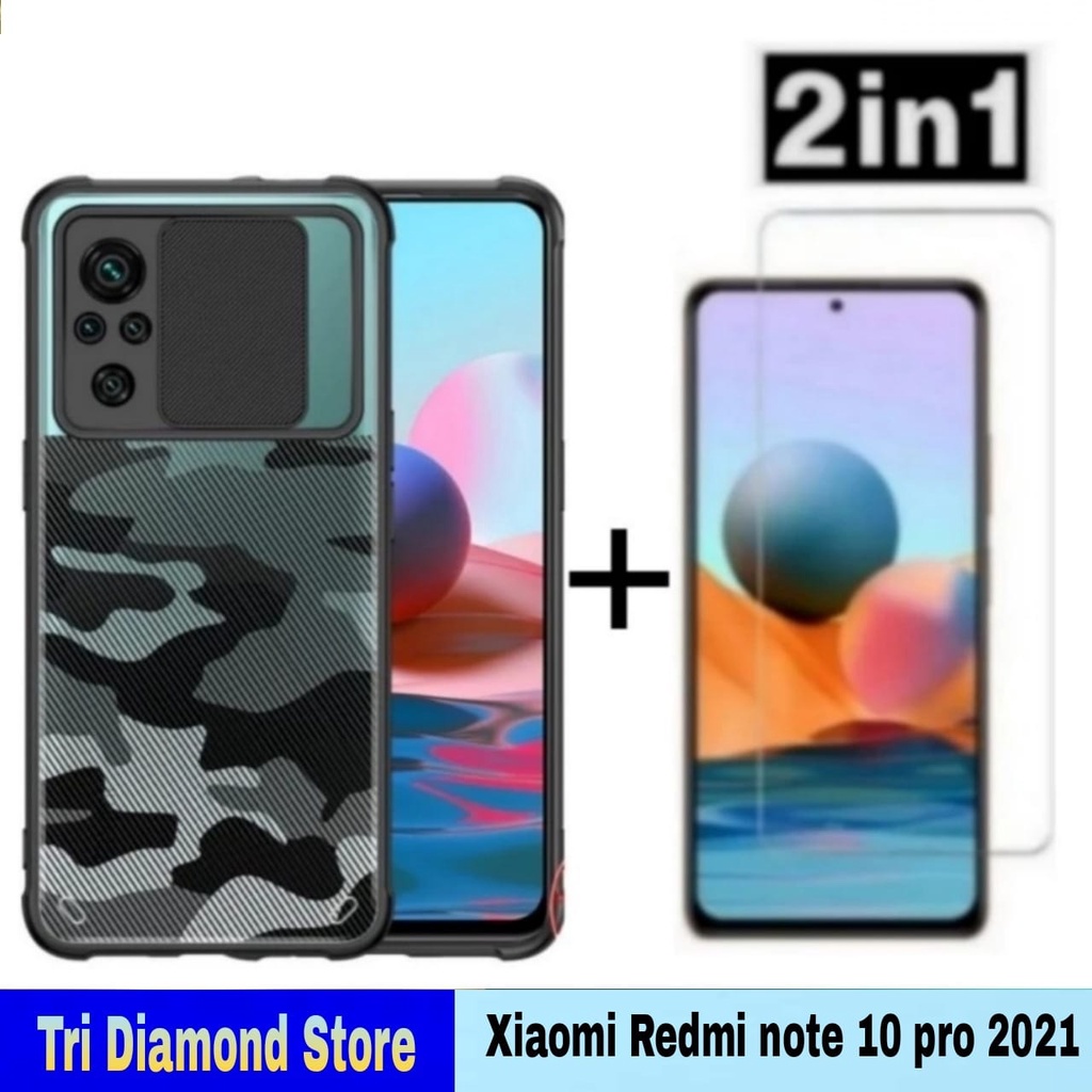 paket 2 inc1 case xiaomi redmi note 10 pro 2021 Fusion Sliding Army