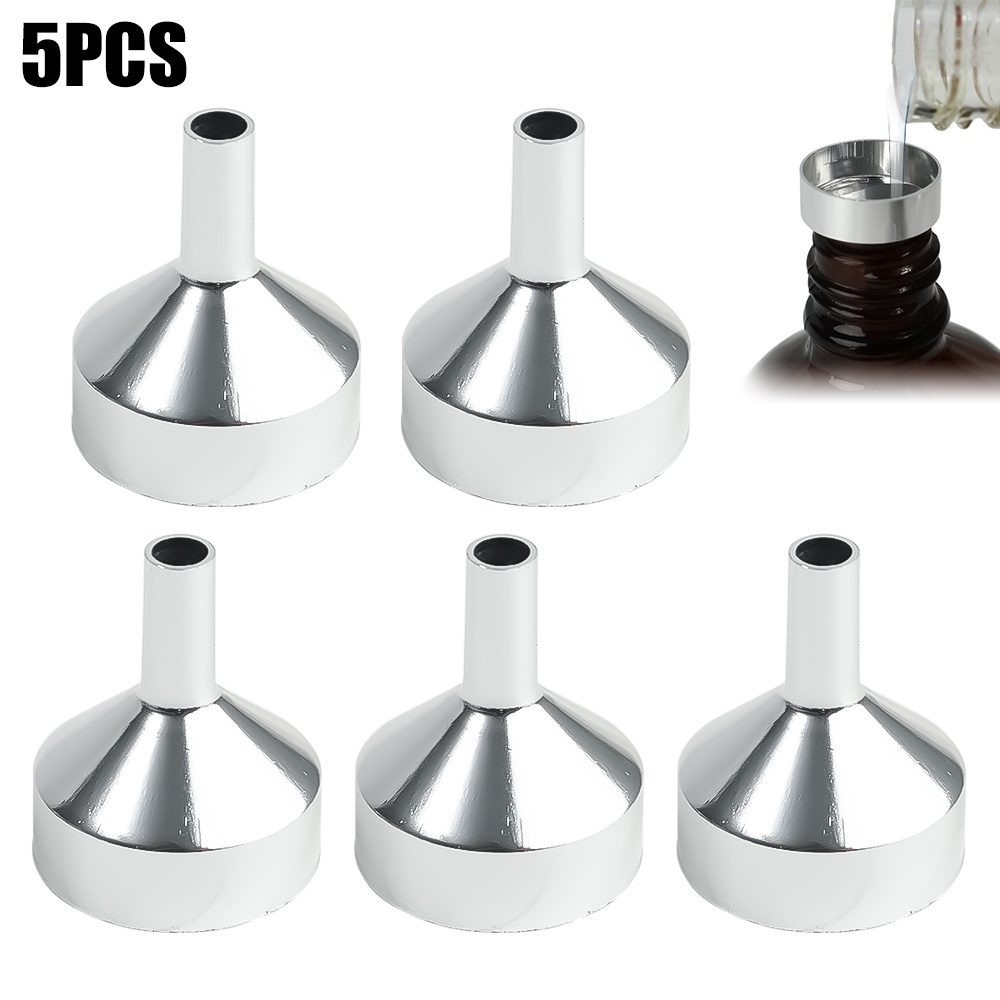 5pcs Corong Mini Bahan Aluminum Untuk Botol Parfum / Minyak Esensial