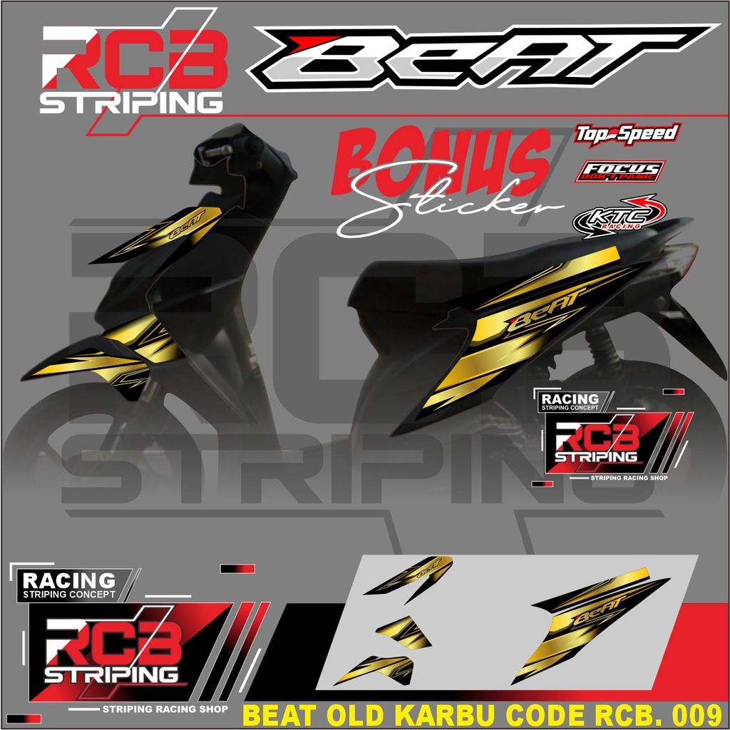 Striping Beat Karbu 2008 - 2012 - Sticker / Stiker Skotlet Motor Variasi LIST Beat Old Karbu RCB 009