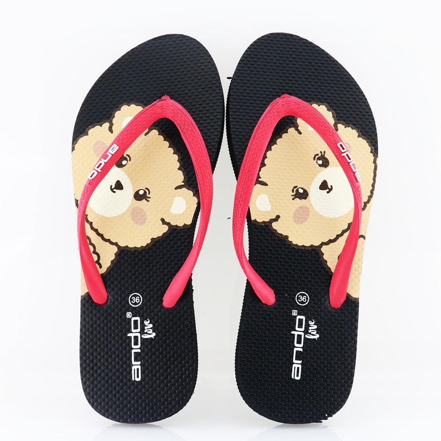 NEW Ando Coco Bear Hitam - Sandal Jepit Wanita Terbaru 2022