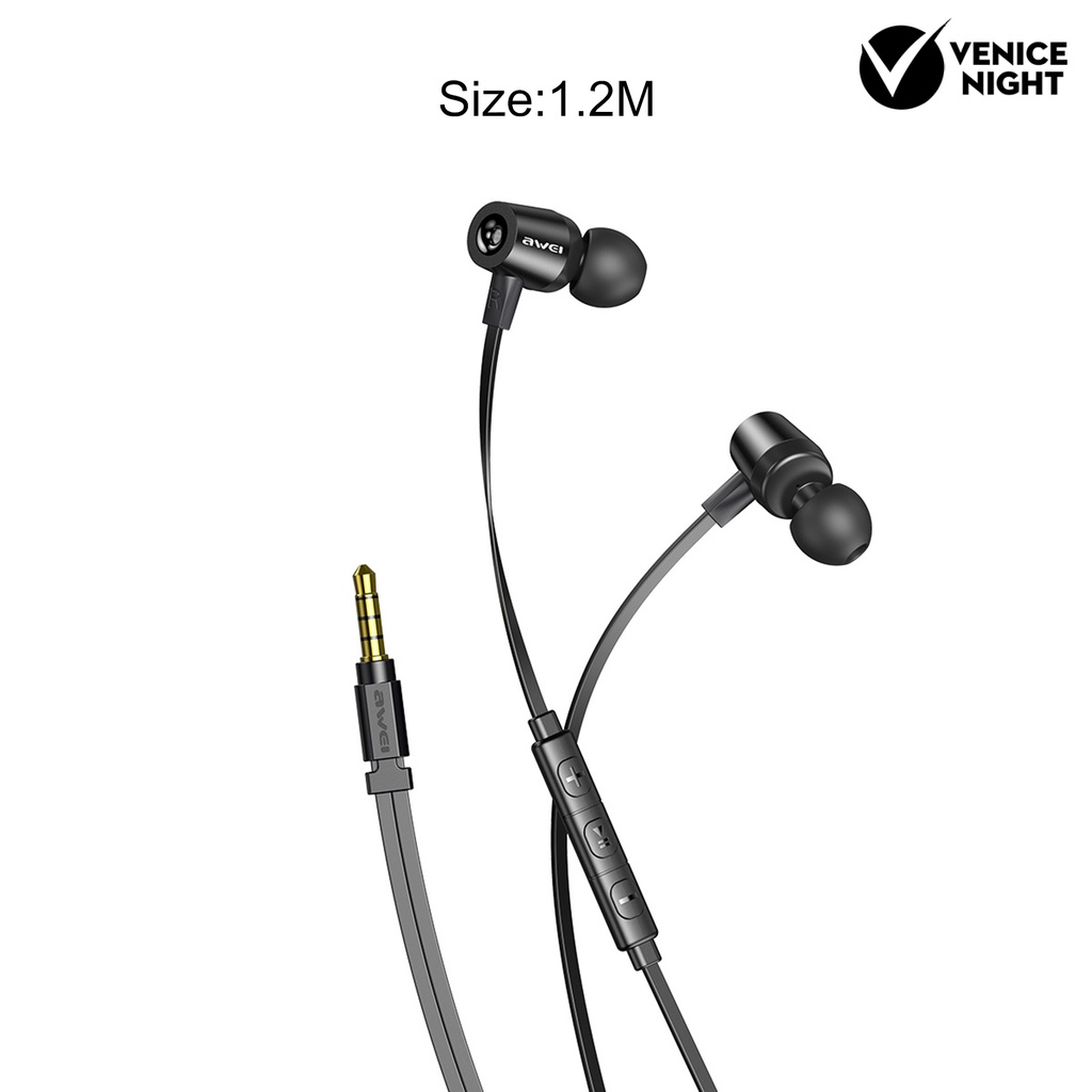 (VNEP) (Berkabel) L1 Earphone In-ear Stereo Sound Black Headphone dengan Mic untuk MP3