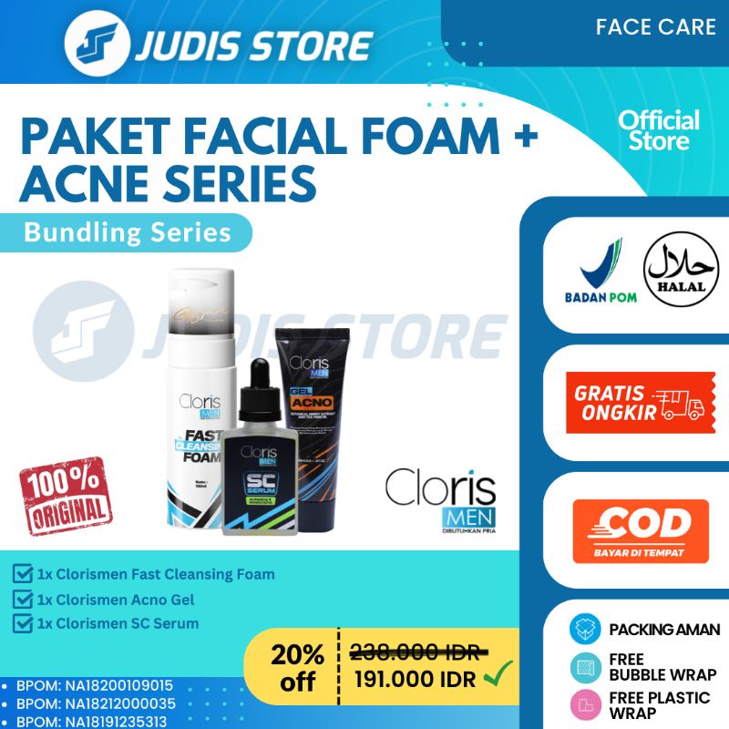 Jual Paket Bundling Clorismen Fast Cleansing Foam + Acne Series ...