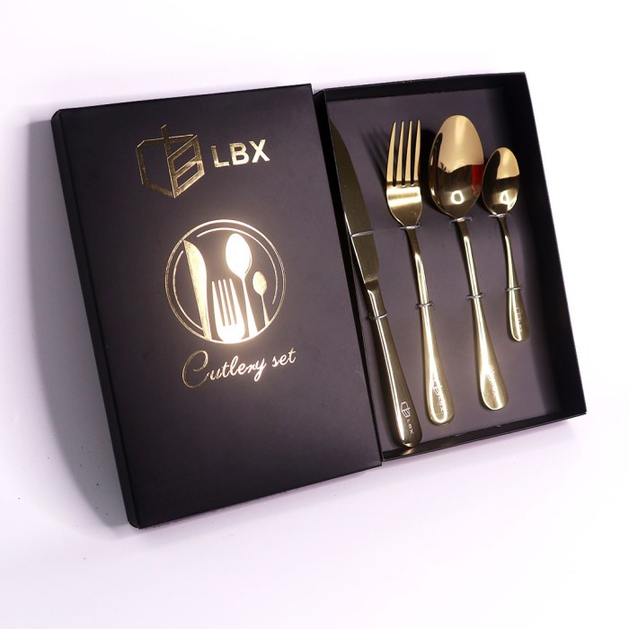 LBX Cutlery set Sendok garpu pisau Tableware Stainless Steel Sultan - Rainbow