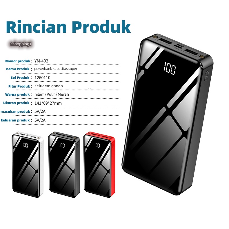 Powerbank 50000 mah LED Light Pengisian Daya Cepat USB Tipe C USB 3,0 Mikro USB Dual USB