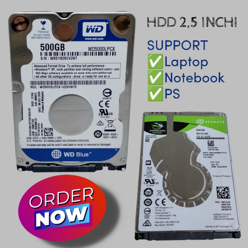 HARDISK LAPTOP 500GB WD SLIM 2,5 ORI - HDD 500GB BARU 0 DAY