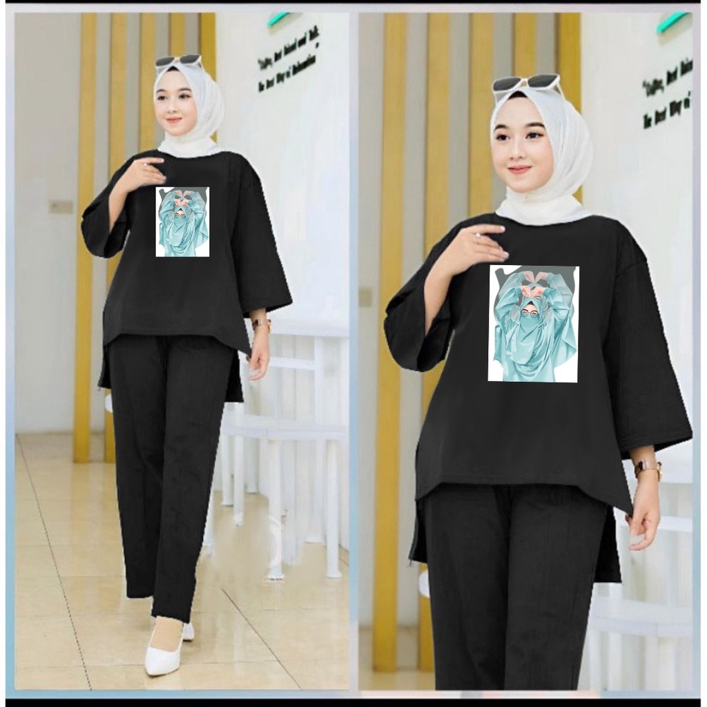 Setelan Tunik Muslim Saranghae Hijab Love / Blouse Wanita