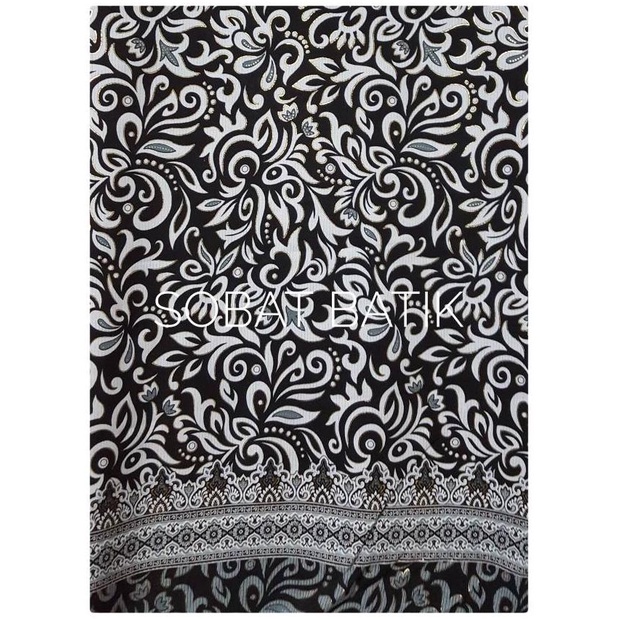 TERMURAH Kain Batik Semi Sutra Motif 31120 Hitam Putih