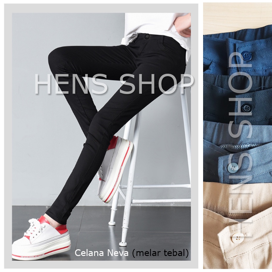 Celana Chinos KERJA Highwaist Wanita NEVA PREMIUM Melar tersedia JUMBO dan Standart Tebal