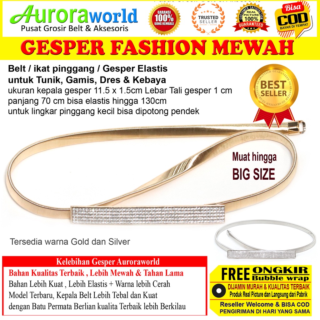 AURORAWORLD  IKAT PINGGANG FASHION ELASTIS GESPER DRESS BELT TERBARU UNTUK GAMIS TUNIK BISA COD