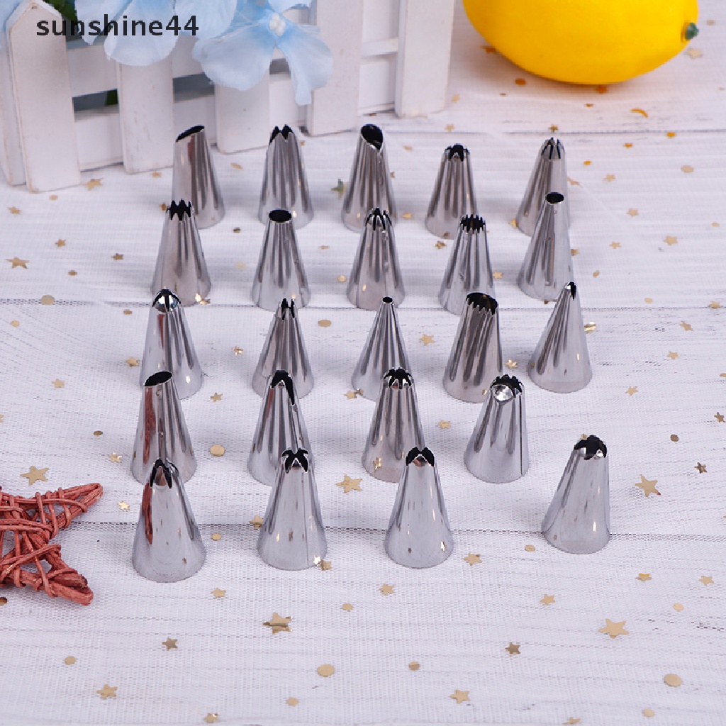 Sunshine 24 / 36 / 48pcs / Set Spuit Piping Stainless Steel Untuk Dekorasi Kue