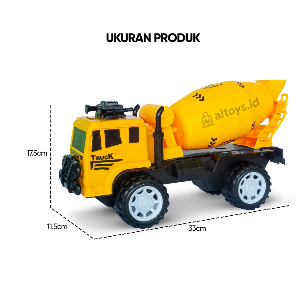 Mainan Mobil Proyek Konstruksi Truck Mixer Molen Semen AK04