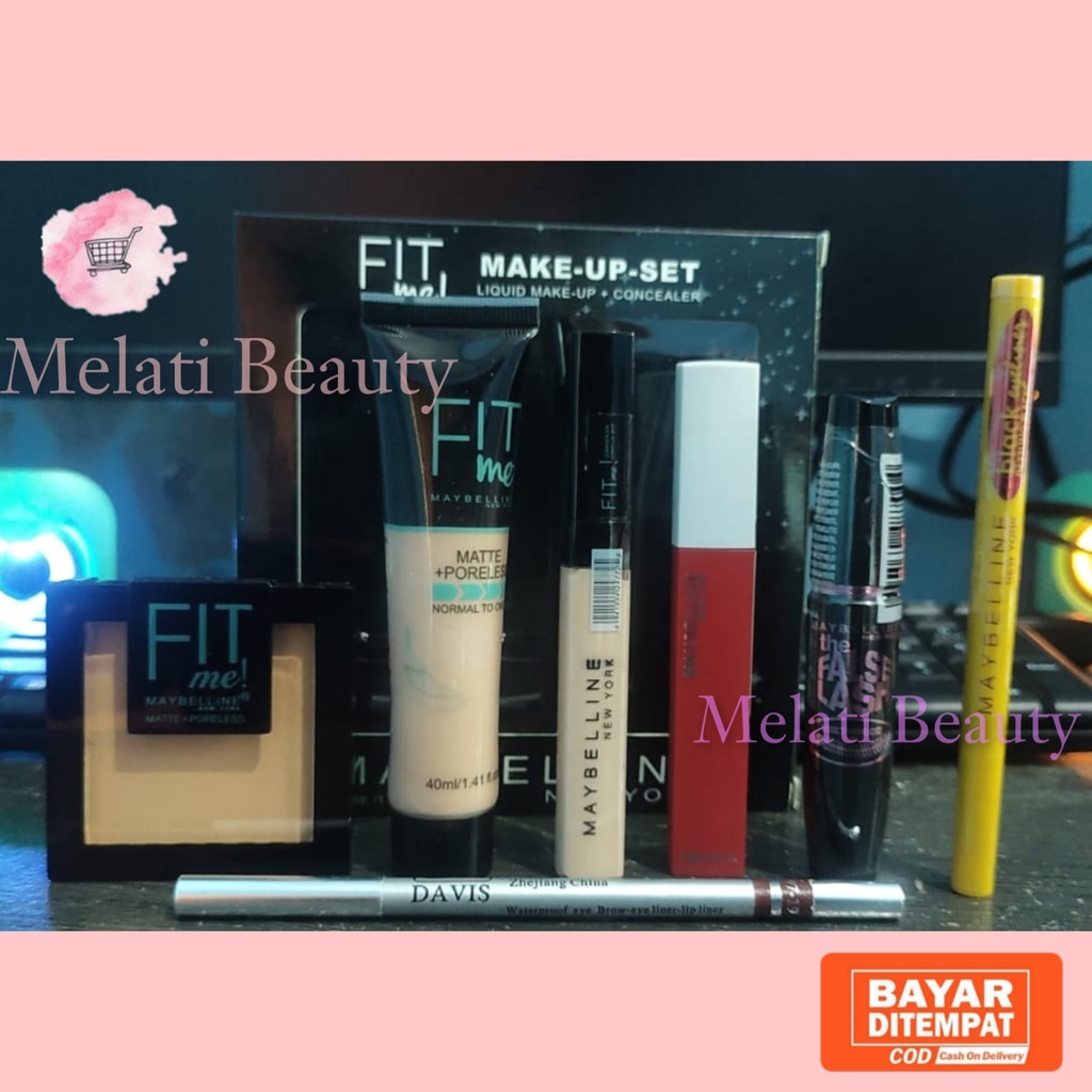 Paket Kosmetik MYB 7 in 1 Fit Me Make Up Set Liquid Make-Up + Concealer / Paket Kosmetik Lengkap