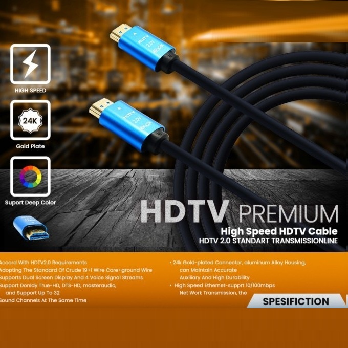 Kabel hdmi Versi 2.0 4K HDTV Premium 15m