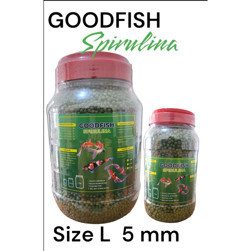 GOODFISH SPIRULINA 4 KG 5MM Pelet Pakan Ikan Koi Koki Louhan Kasar