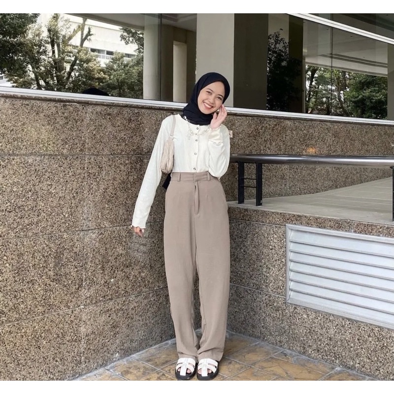 Loose Pants Trousers Wanita - Celana Anti Kusut - Celana Kulot Wanita - Celana Kantor Formal / Casual 332/662