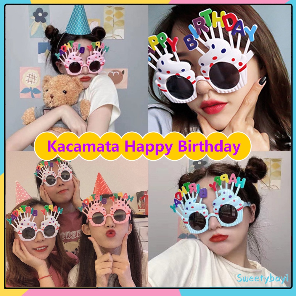 SweetyBayi Kacamata desain Happy Birthday Kartun kacamata ulang tahun Birthday glasses