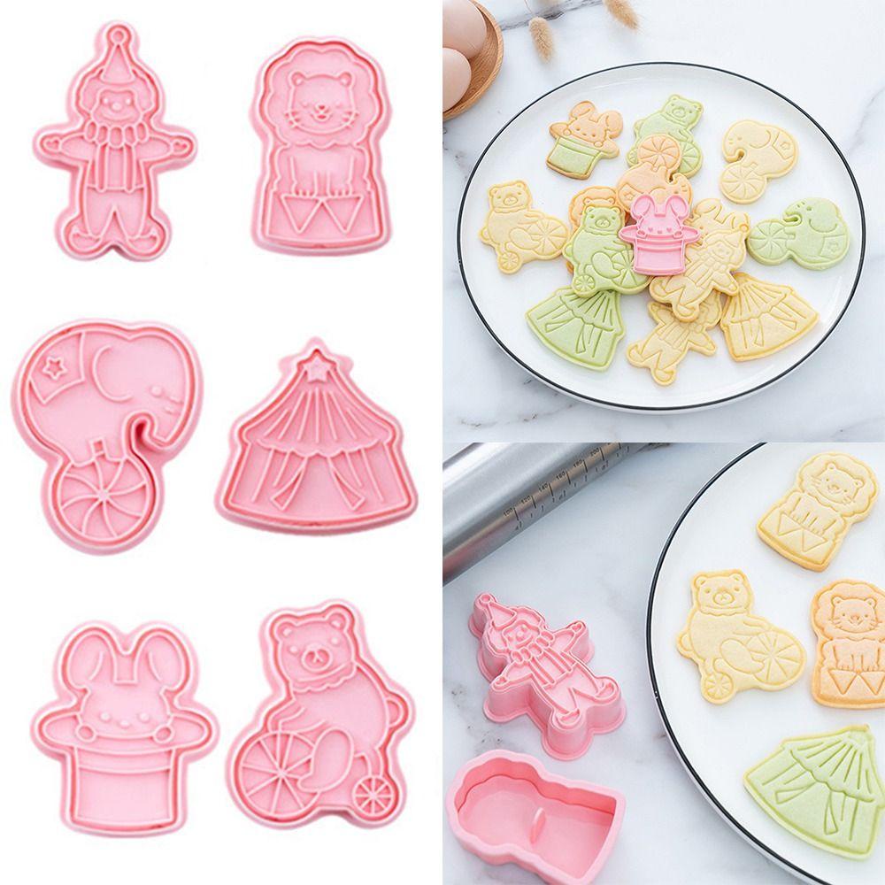 Nanas 6pcs/set Sirkus Hewan Alat Kue Pastry Dekorasi Plunger Plastik Cookie Cutter