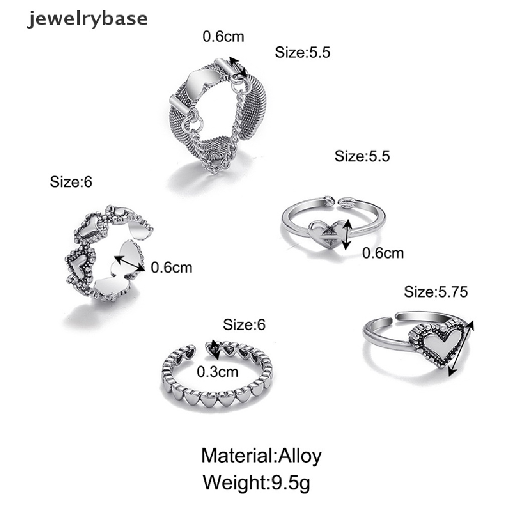 Set Cincin Bentuk Hati Gaya Vintage Untuk Wanita