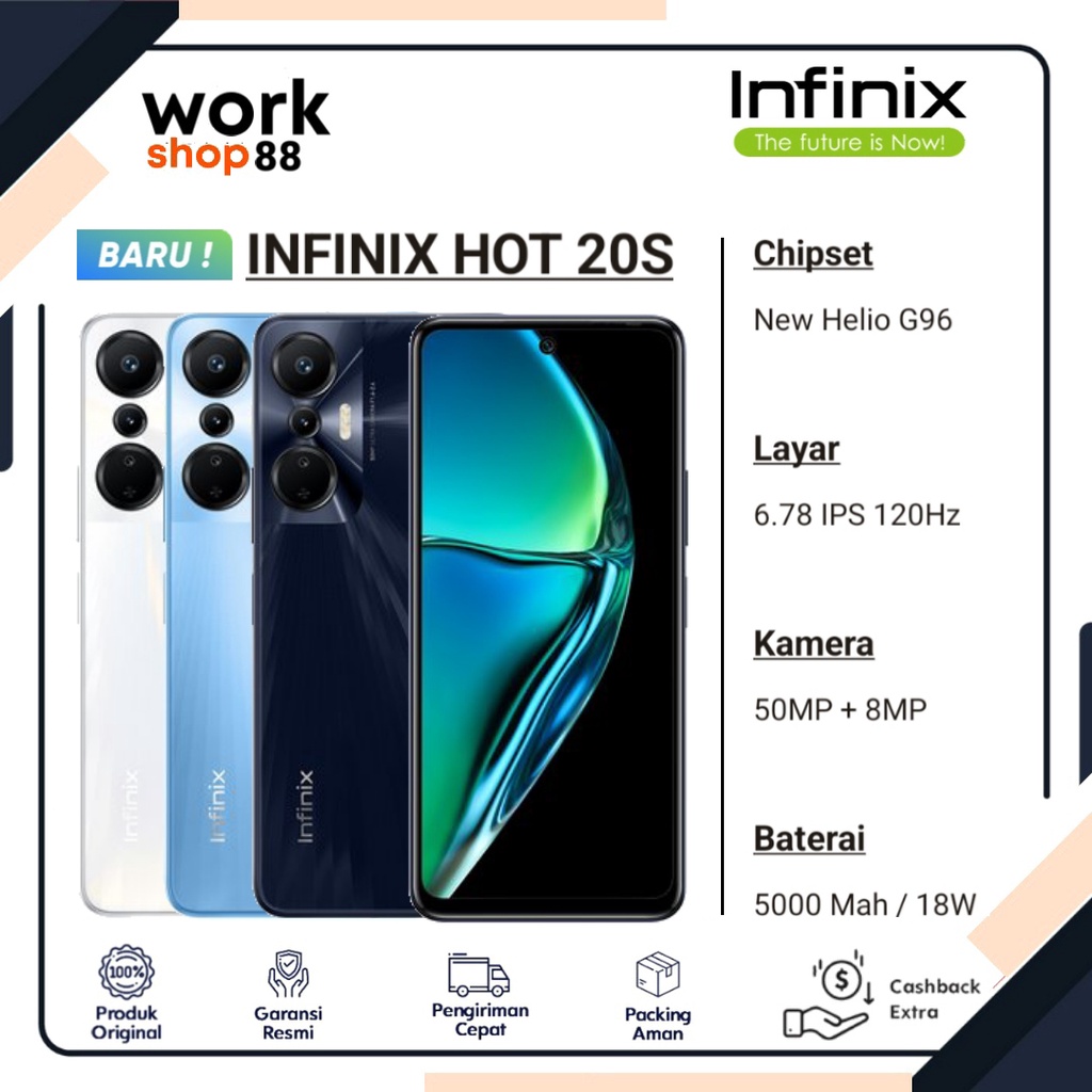 PRODUK TERBARU - Hp Infinix HOT 20s 2022 [8GB + 5GB Extended Up To Ram 13GB ] Rom 128GB - New Origin