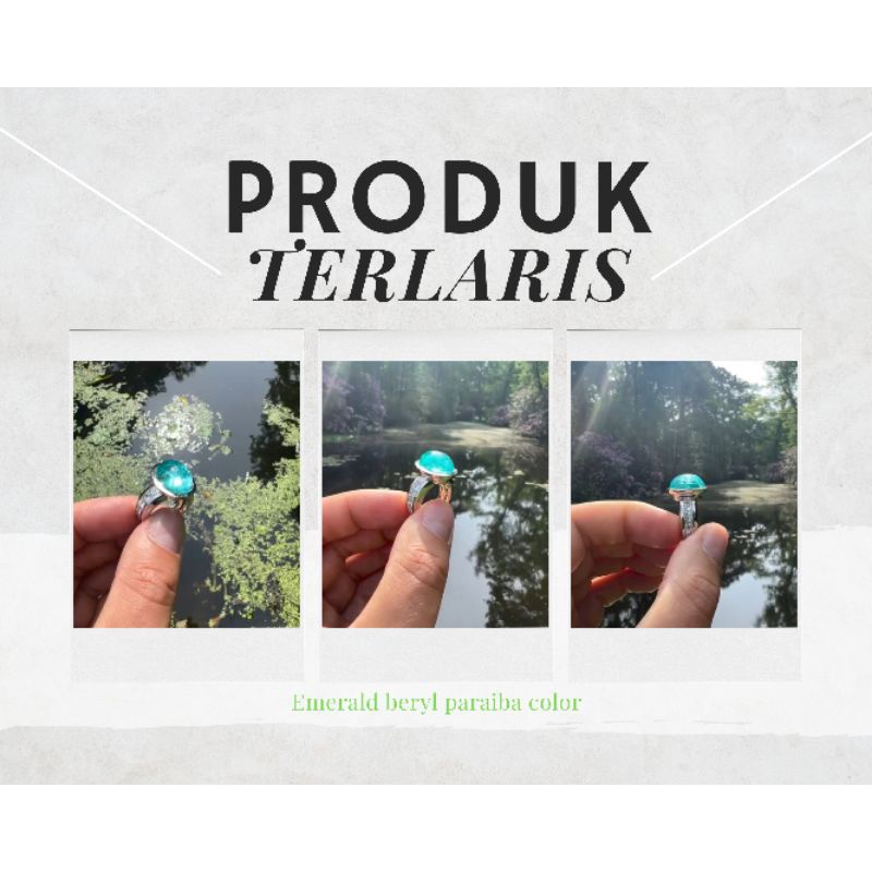 rare item natural [EMERALD BERYL COLOMBIA MINOR OIL 7.60CT PARAIBA COLOR] zamrud colombia emban cinc