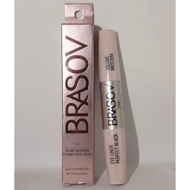 Brasov 2in1 Volume Mascara &amp; Eyeliner - Perfect Black Waterproof