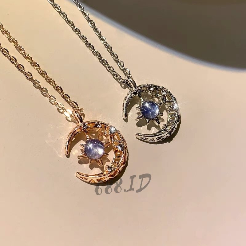 Kalung Wanita Liontin Permata Bulan Sabit Kalung Rantai Klavikula Fashion Necklace Wanita Premium Titanium Gaya Korea NL 05