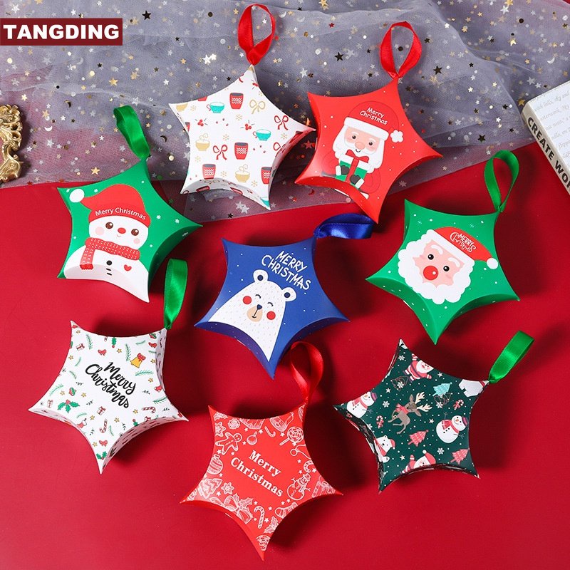 5pcs Kotak Kemasan Permen Handmade DIY Bentuk Bintang Santa Claus Untuk Natal