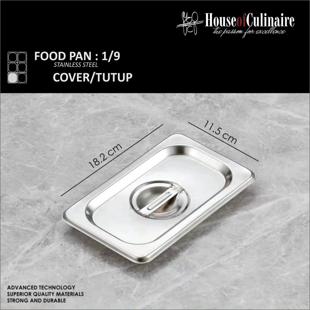 Tutup Food Pan Stainless 1/9 Tutup Gastronom Pan