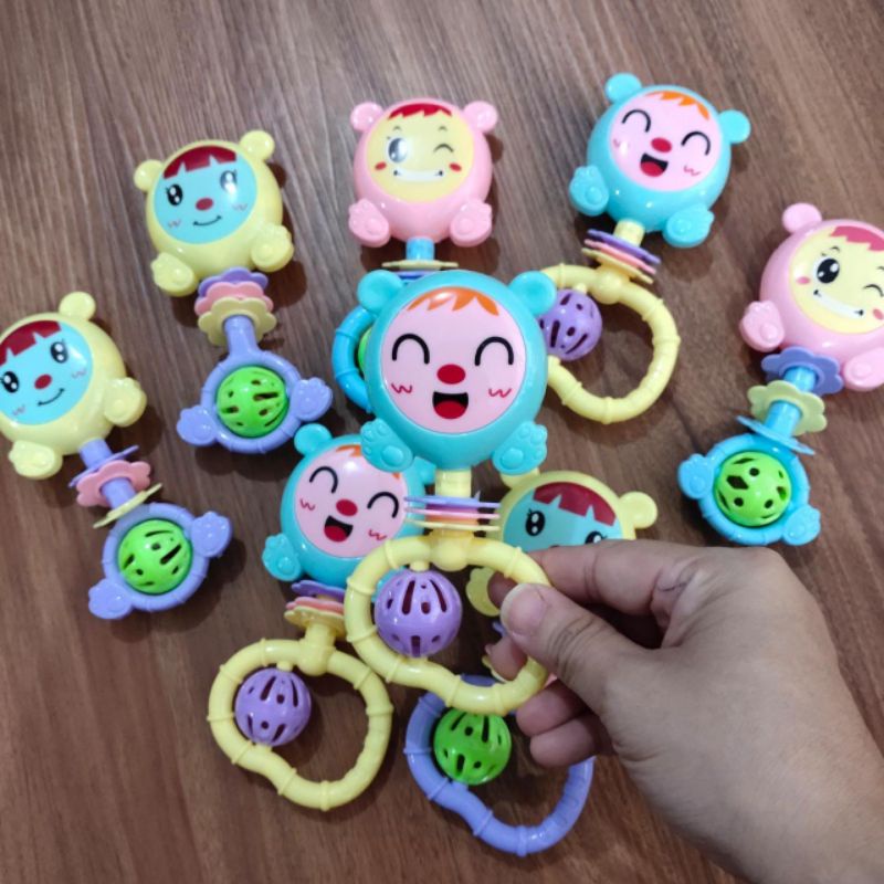 Mainan Rattle bayi Doll Face Lucu