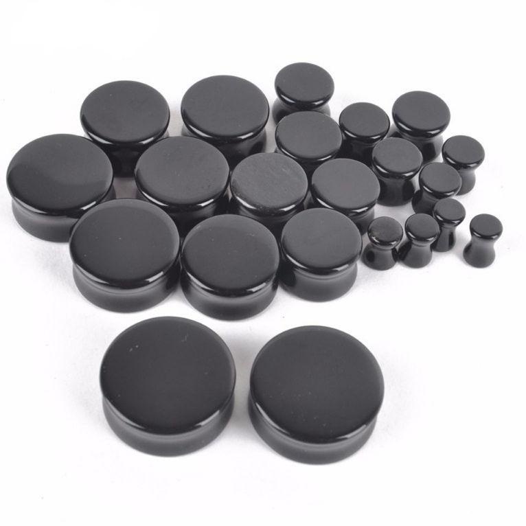 HARGA MURAH PIERCING PLUG EARRING FULL BLACK ACRYLIC 3mm - 30mm ♩ 870