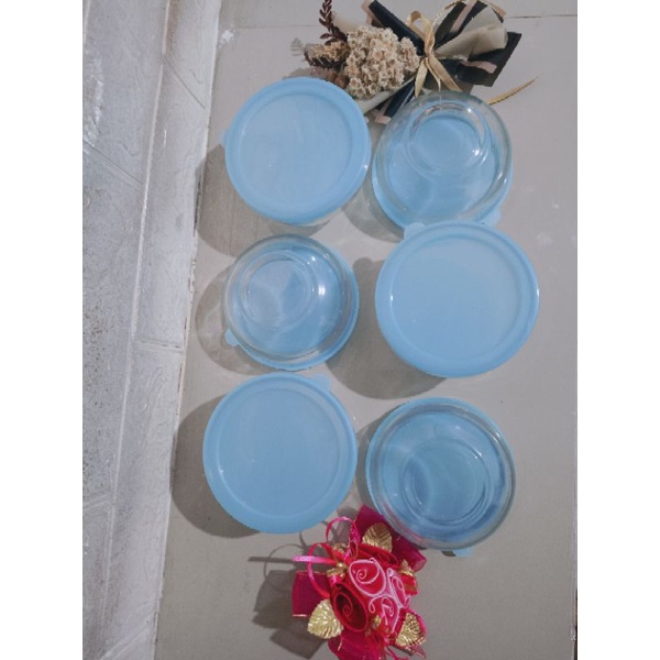 Souvenir Mangkok Kaca Tutup Blue