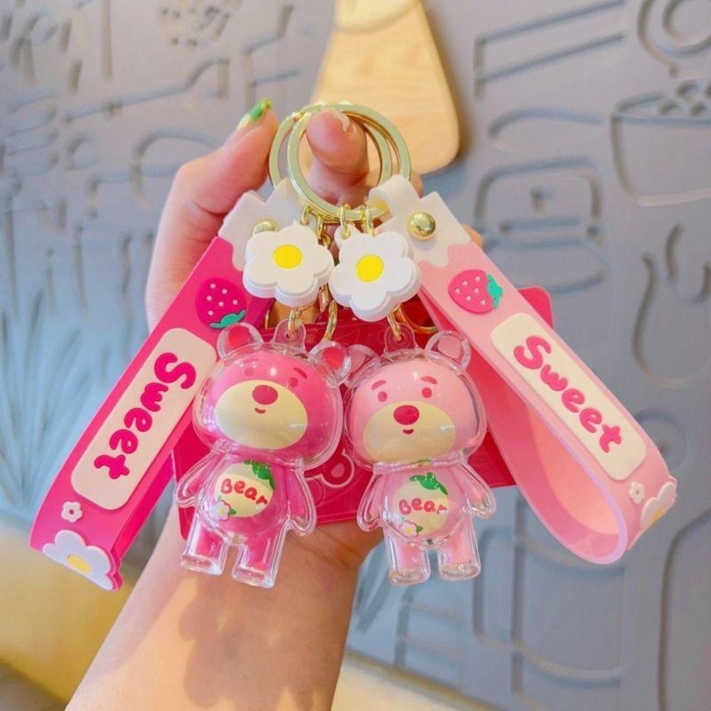 Lanfy Wanita Gantungan Kunci Lucu Kreatif Hadiah Strawberry Bear Pria Dekorasi Key Holder