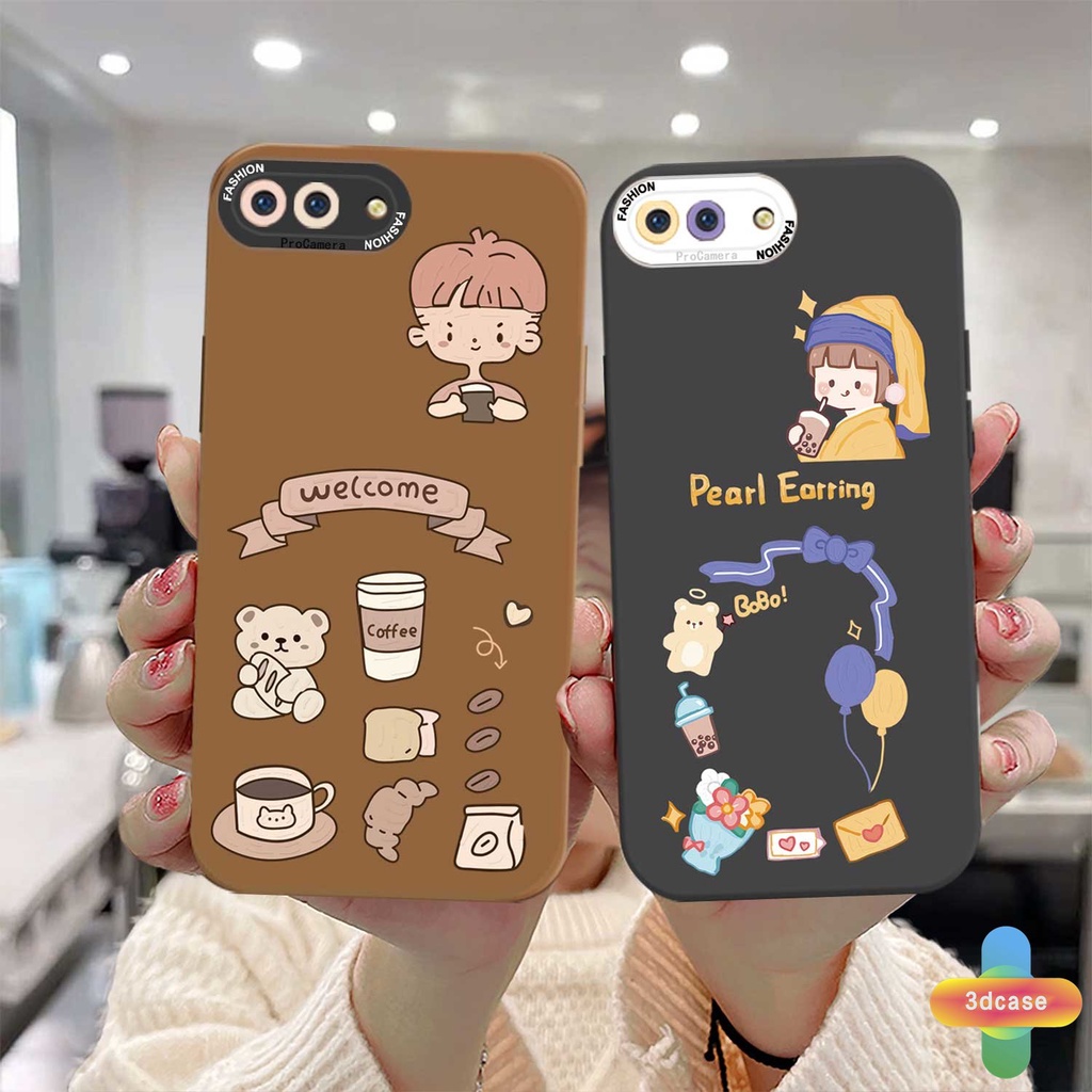 Case HP OPPO A5S A7 A54 A15 A3S A16 A95 A5 A9 A31 A53 2020 A12 A1K A16K A54S Reno 4 5F 4F A74 A15S A52 A11K A92 A35 A11 A93 A32 A72 A94 A53S F17 PRO A16S A12S Pearl Earrings Girl Silicone Case