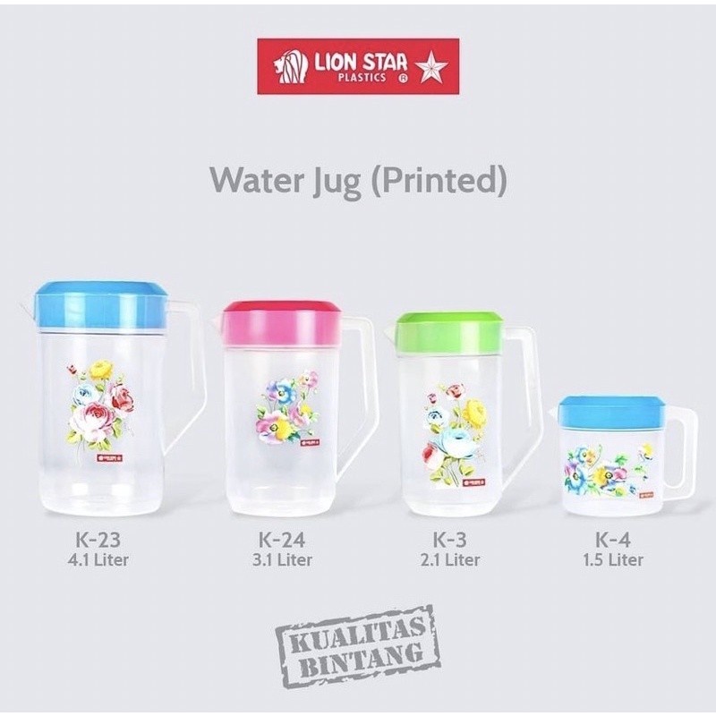 Teko Air Lionstar K-3 Water Jug 2.1L -Teko Air Lionstar - Teko Plastik Tebal dan Awet  Tidak Berbau