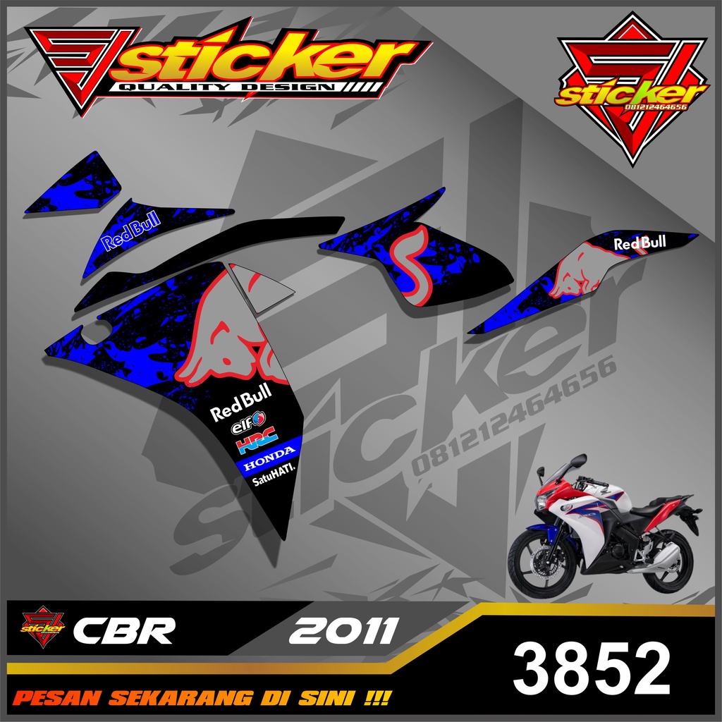 3852 Sticker Striping Honda CBR 2011 Design REDBULL