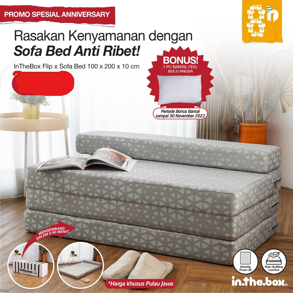 InTheBox Flip x Sofa Bed 100 x 200 x 10 cm bisa jadi sofa dan kasur